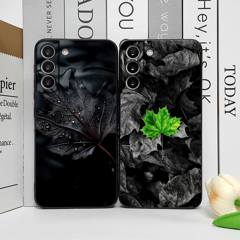 Huawei Mate 60 - Stilvolle Coole Schwarze Ahornblatt-Bedruckte Handyhülle für