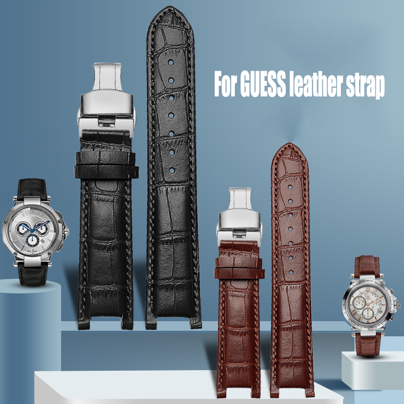 Smartwatch Guess - Gekerbtes Armband Krokodil korn Rindsleder Uhren